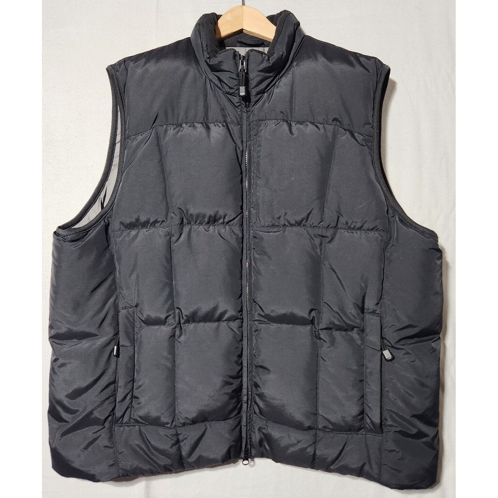 men's EDDIE BAUER Goose DOWN Black‎ PUFFER Vest quilted Full-Zip Insulated XL